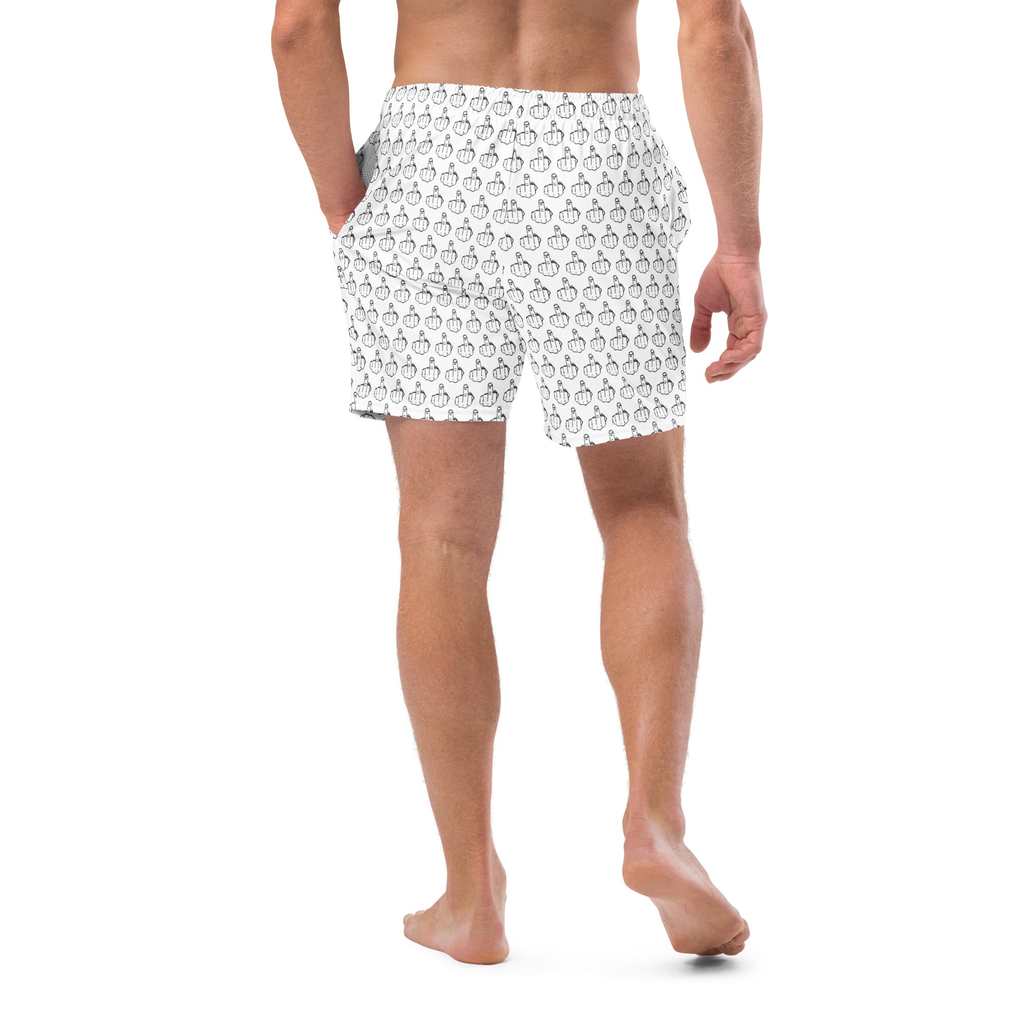Middle Finger All-Over Print Swim Trunks Middle Finger All-Over Print Swim Trunks