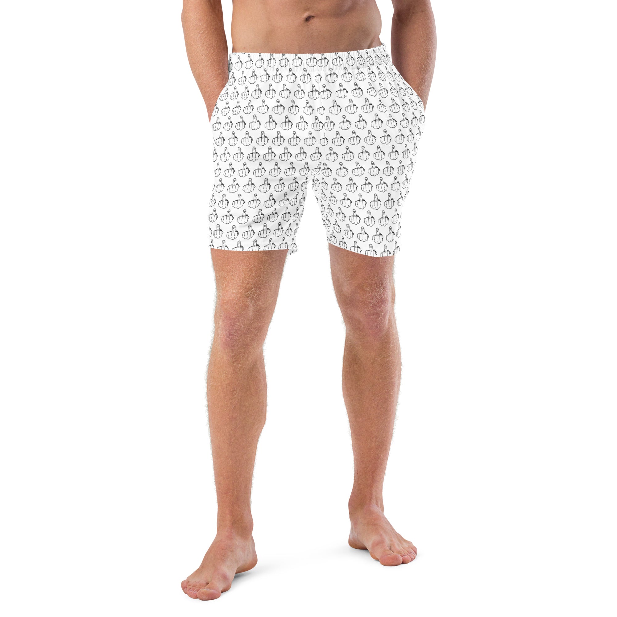 Middle Finger All-Over Print Swim Trunks Middle Finger All-Over Print Swim Trunks