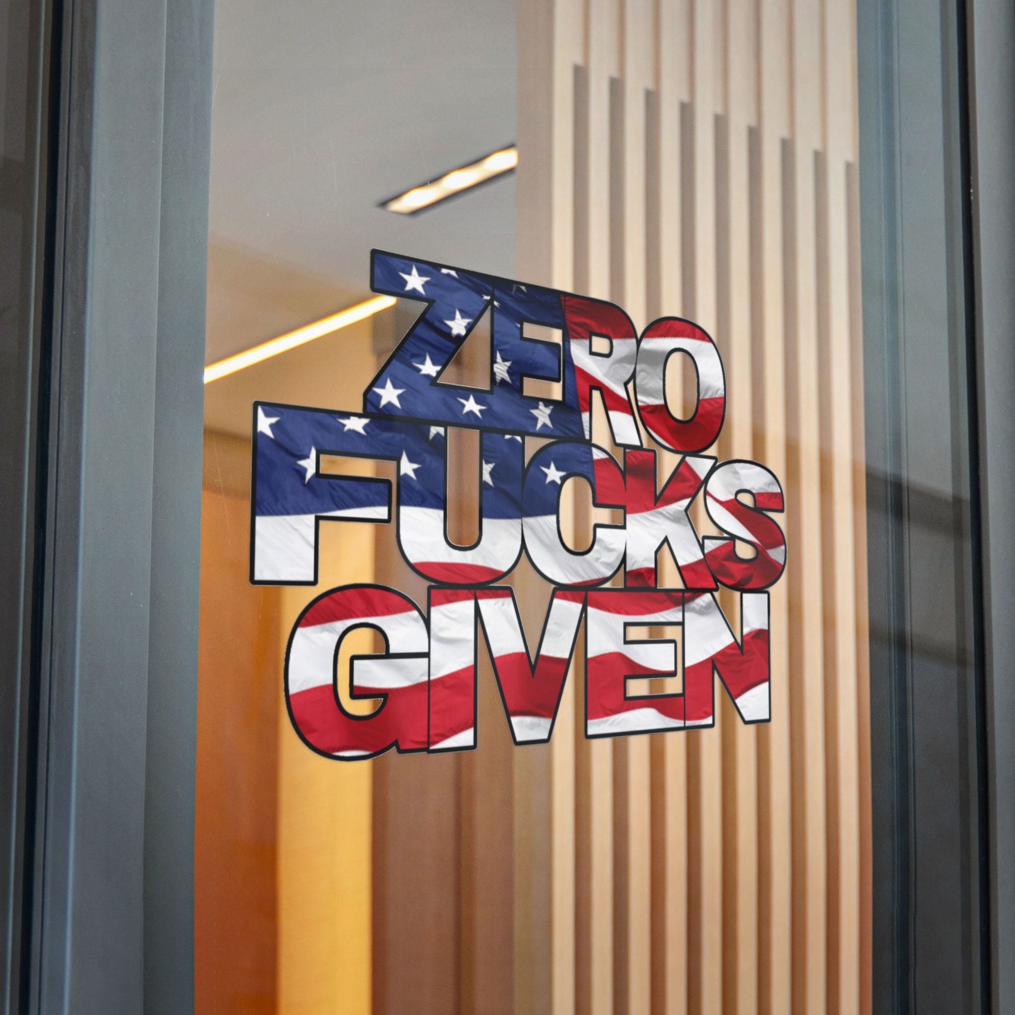 Bold Zero Fucks Given American Flag Die-Cut Sticker
