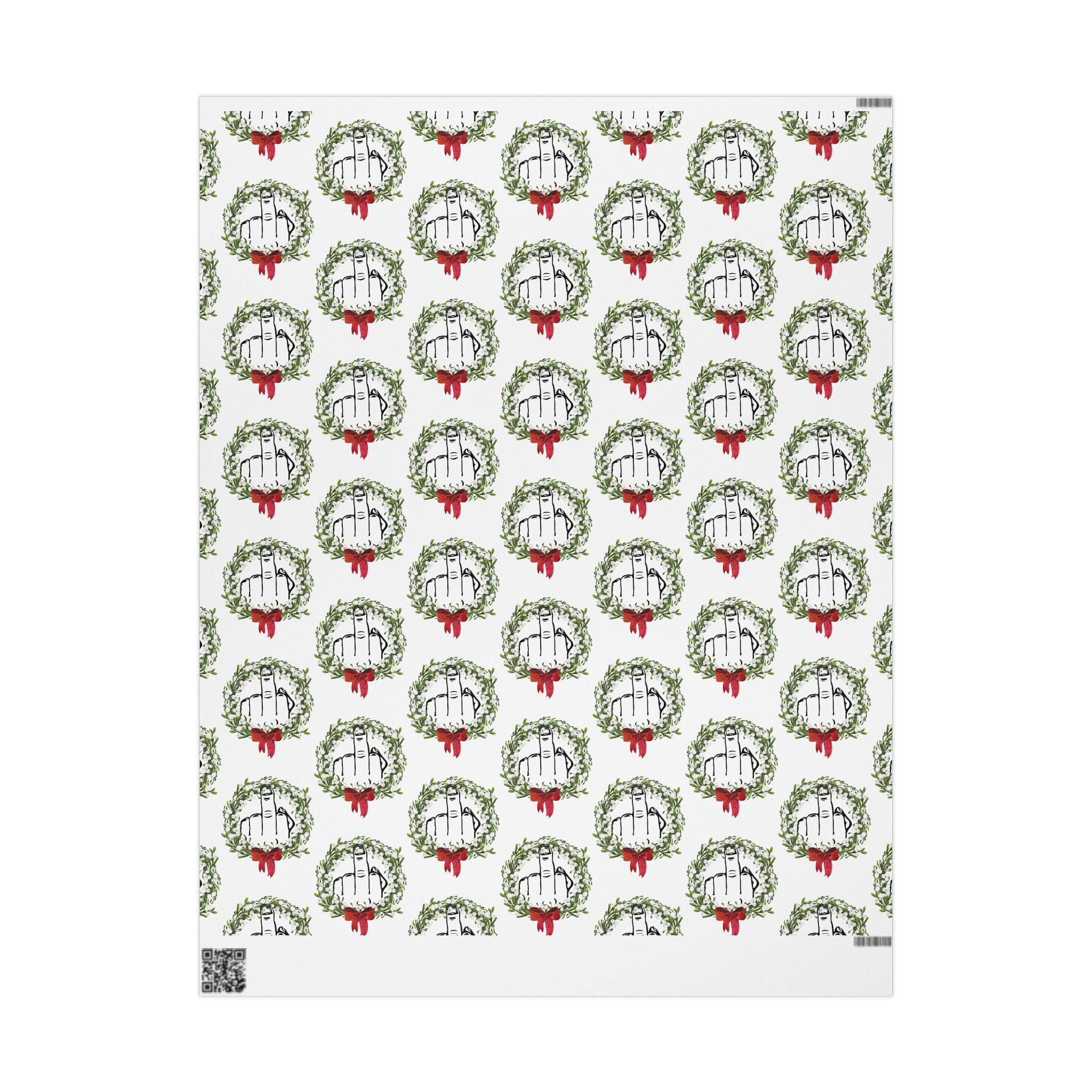 Christmas Wreath & Middle Finger Wrapping Paper