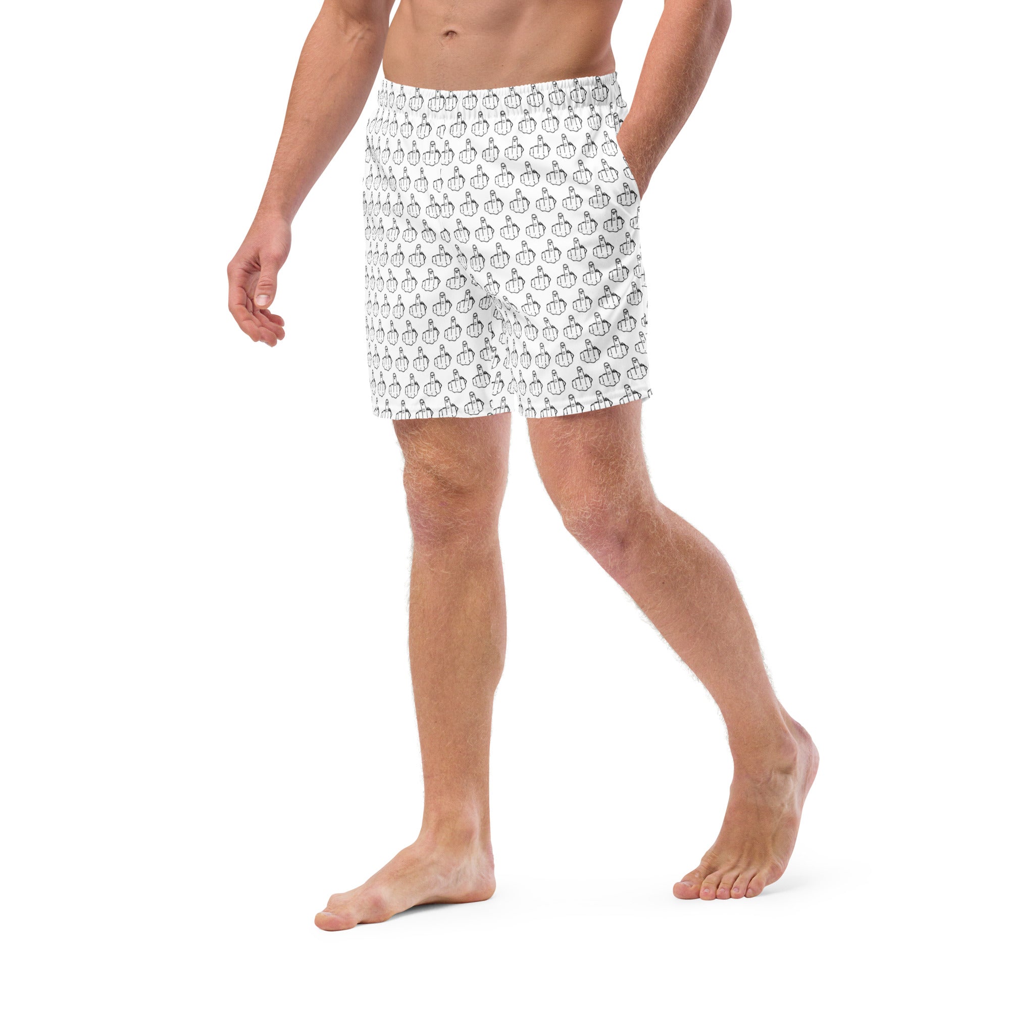 Zero Fucks Given Middle Finger All-Over Print Recycled Swim Trunks