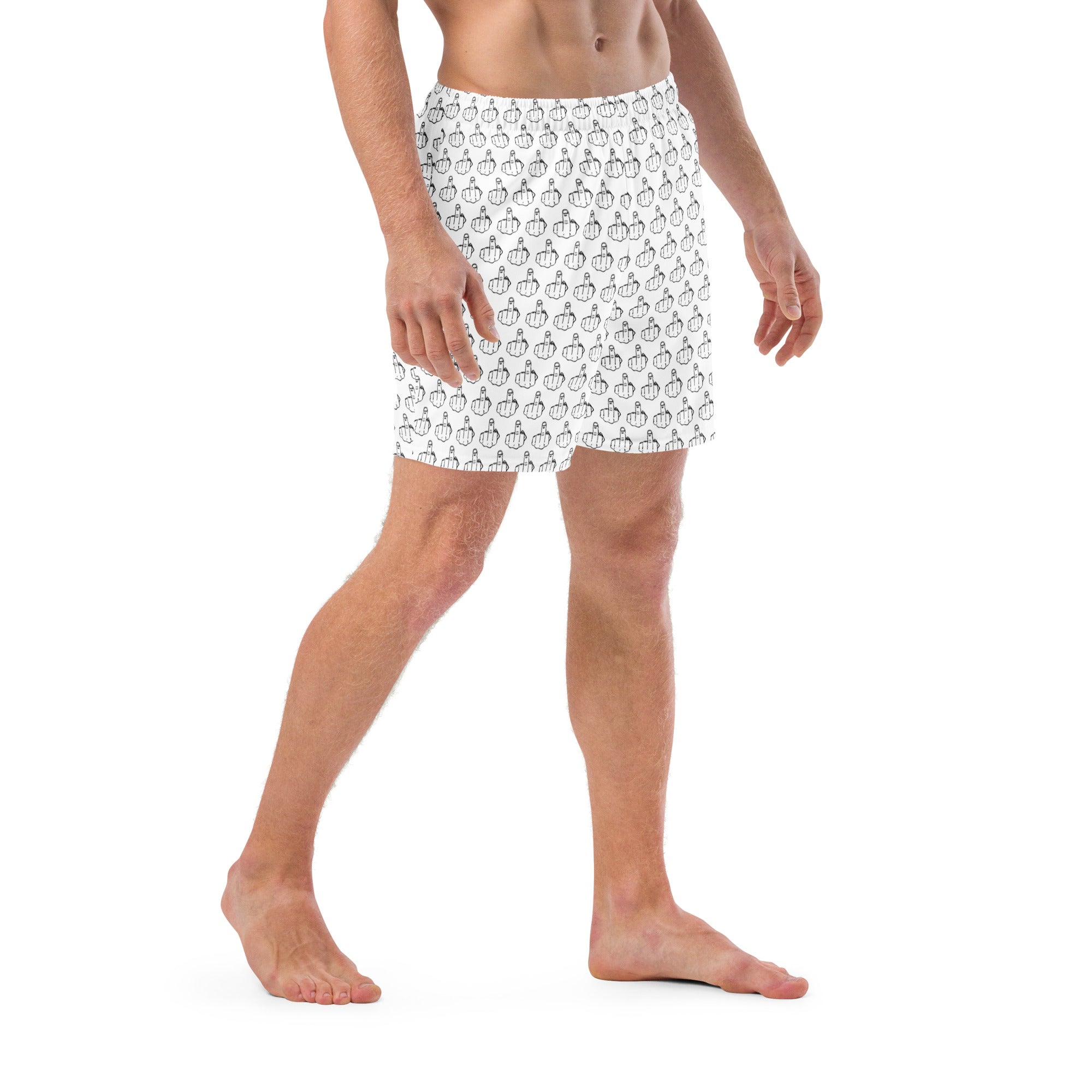 Zero Fucks Given Middle Finger All-Over Print Recycled Swim Trunks