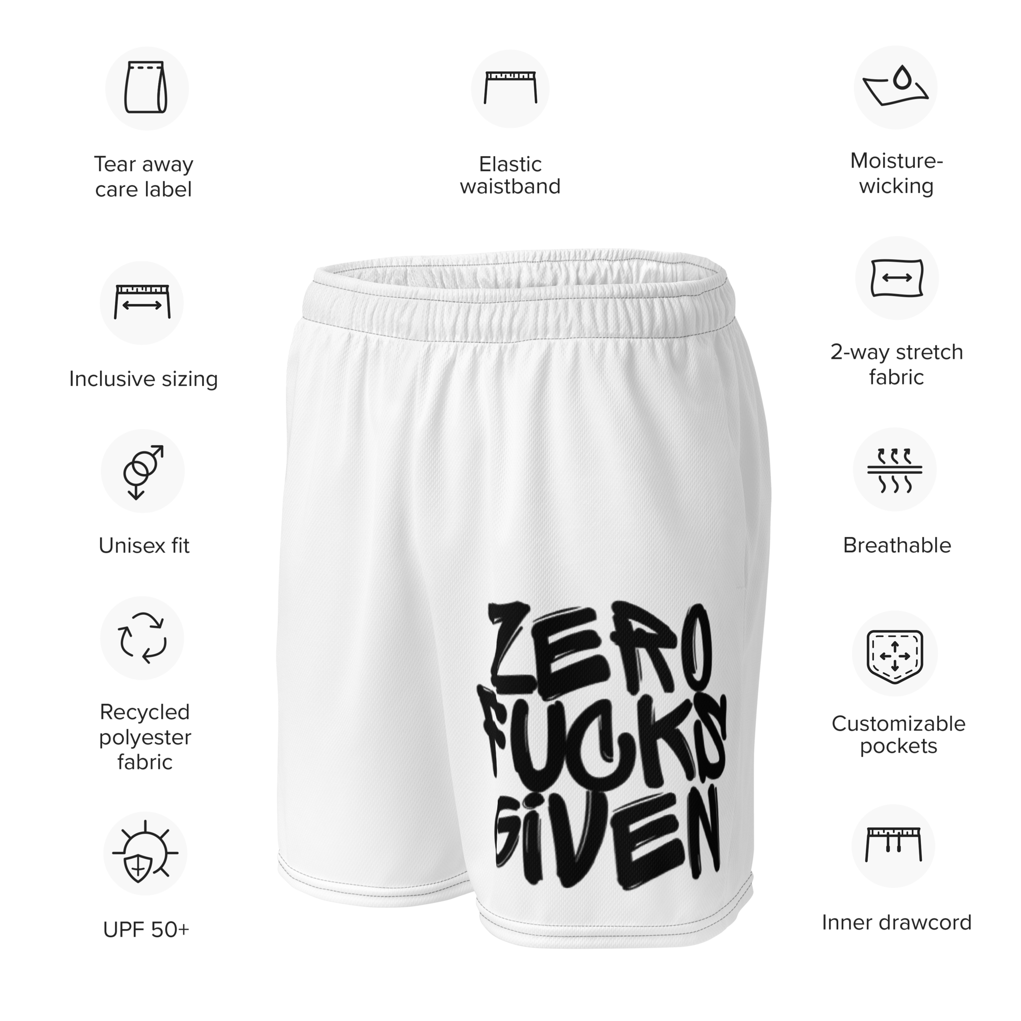 Zero Fucks Given Graffiti Unisex Mesh Shorts