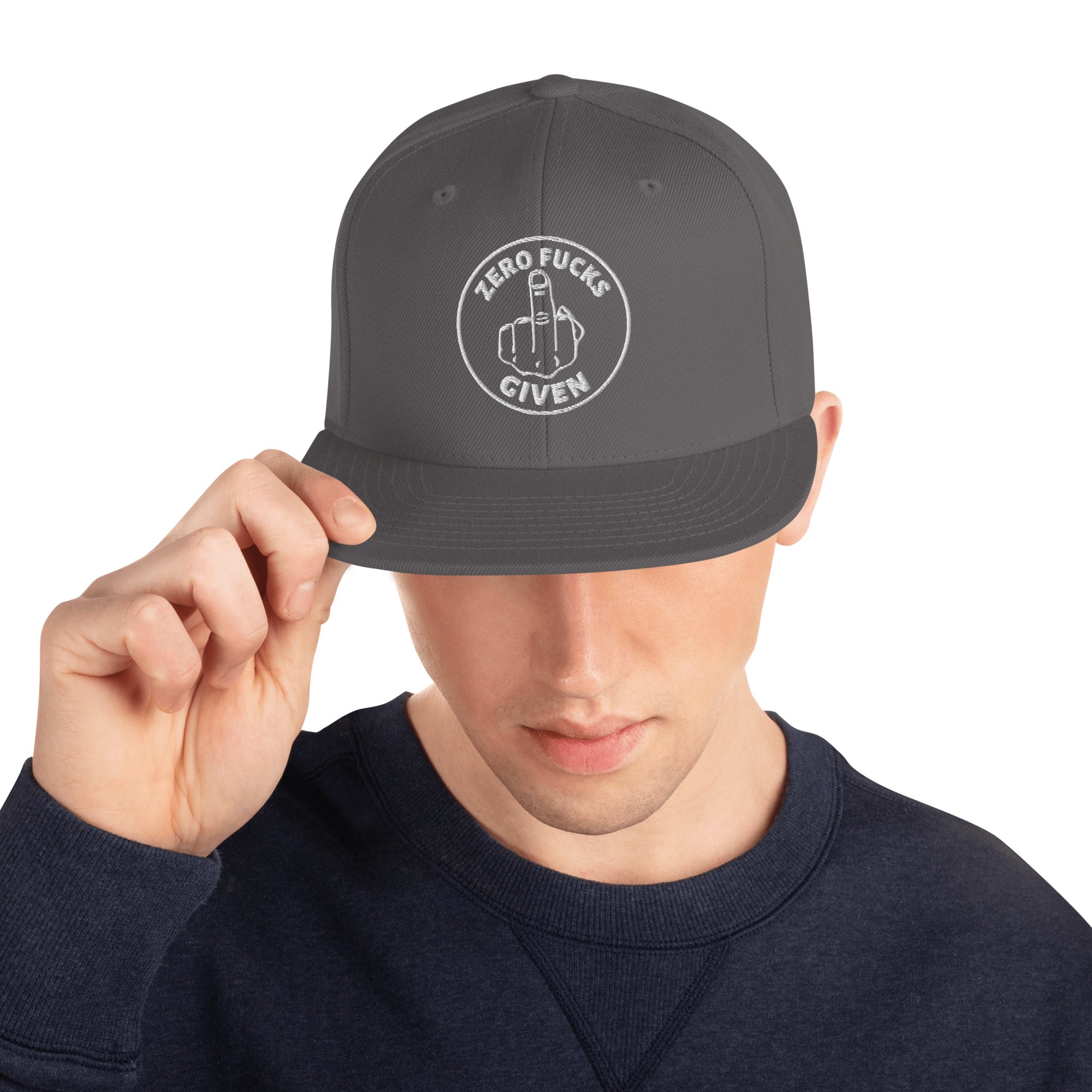 Zero Fucks Given Middle Finger Logo Embroidered Snapback