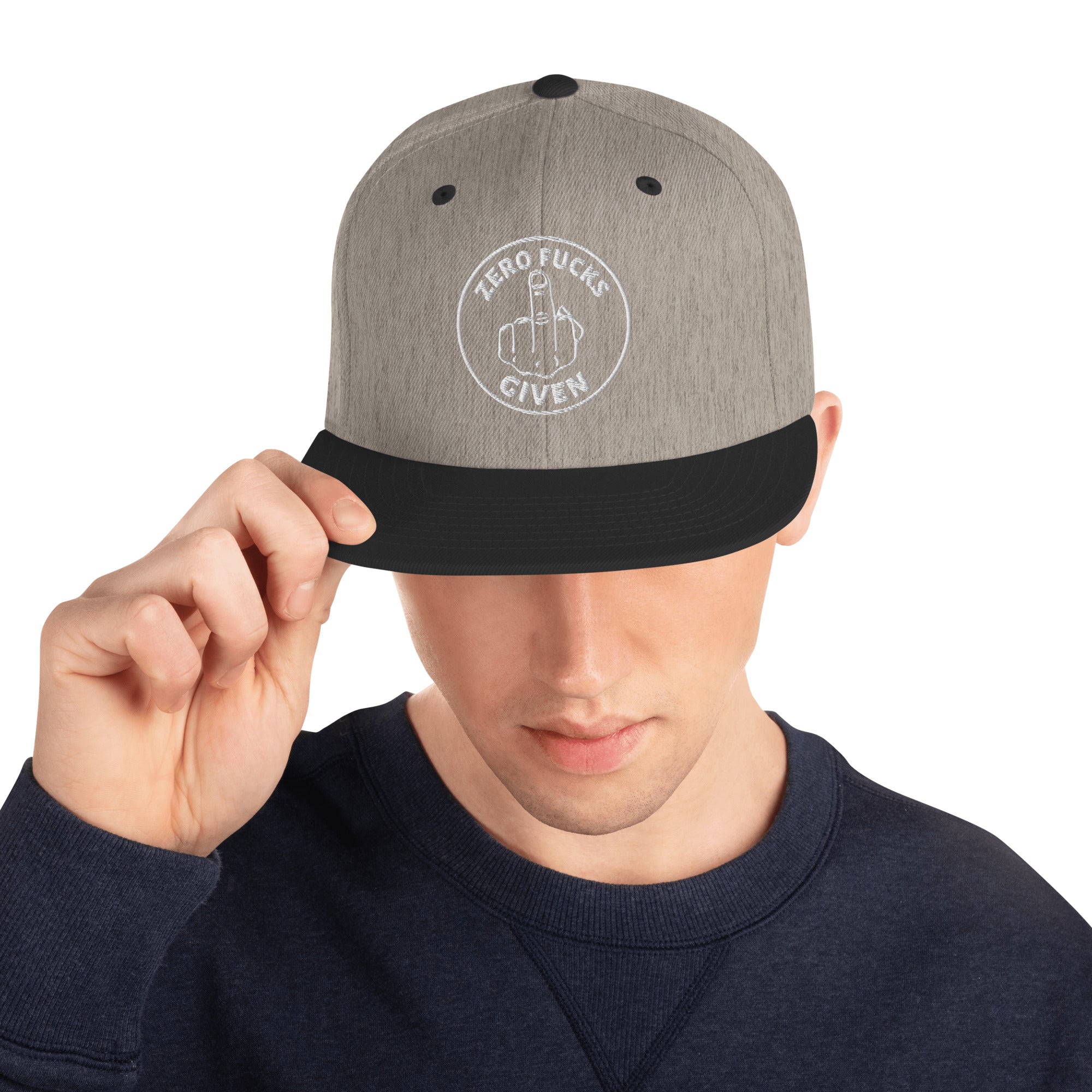 Zero Fucks Given Middle Finger Logo Embroidered Snapback