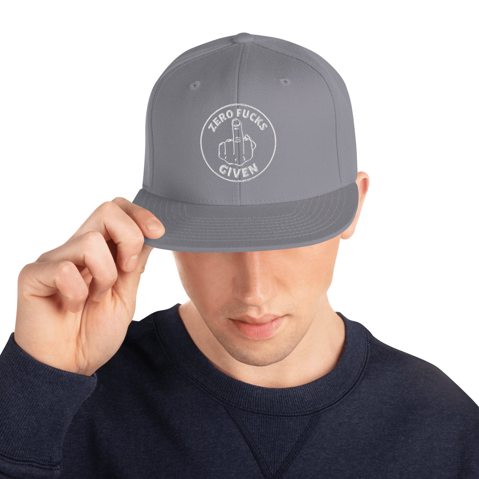 Zero Fucks Given Middle Finger Logo Embroidered Snapback