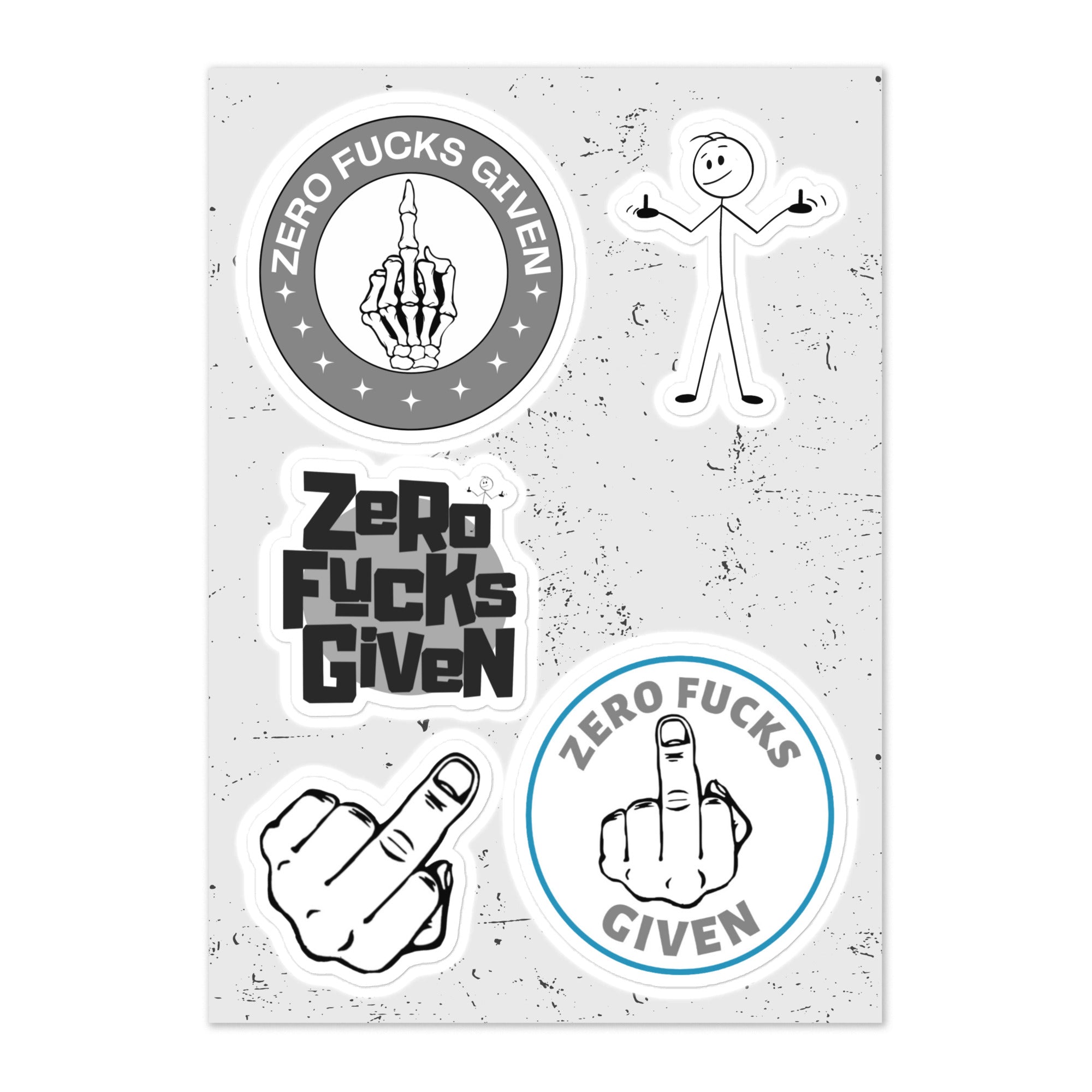 Zero Fucks Given Classic Logos Sticker Sheet 1