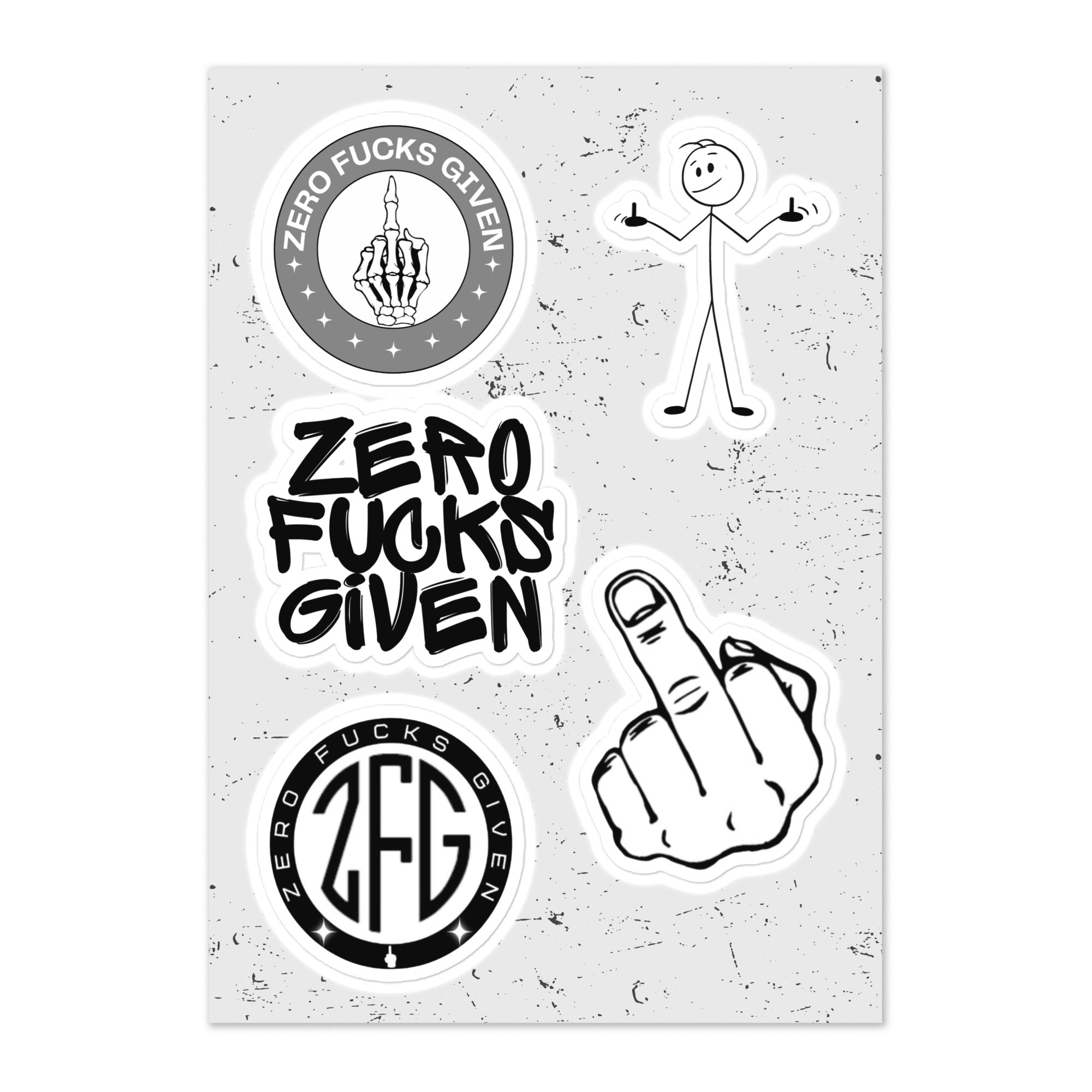 Zero Fucks Given Classic Logos Sticker Sheet 2