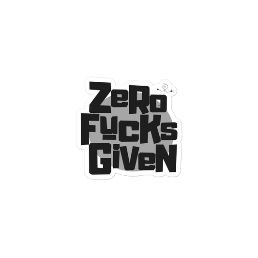 Zero Fucks Given Bold Logo with Zhad Bubble Free Sticker