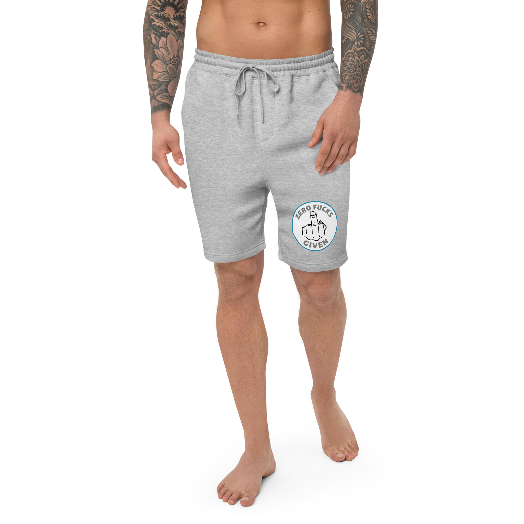 Zero Fucks Given Middle Finger Circle Logo Fleece Shorts