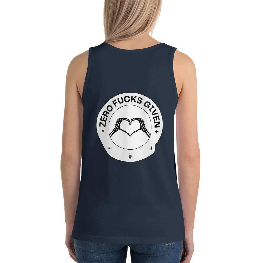 Women's Zero Fucks Given Skeleton Heart Hands Tank Top