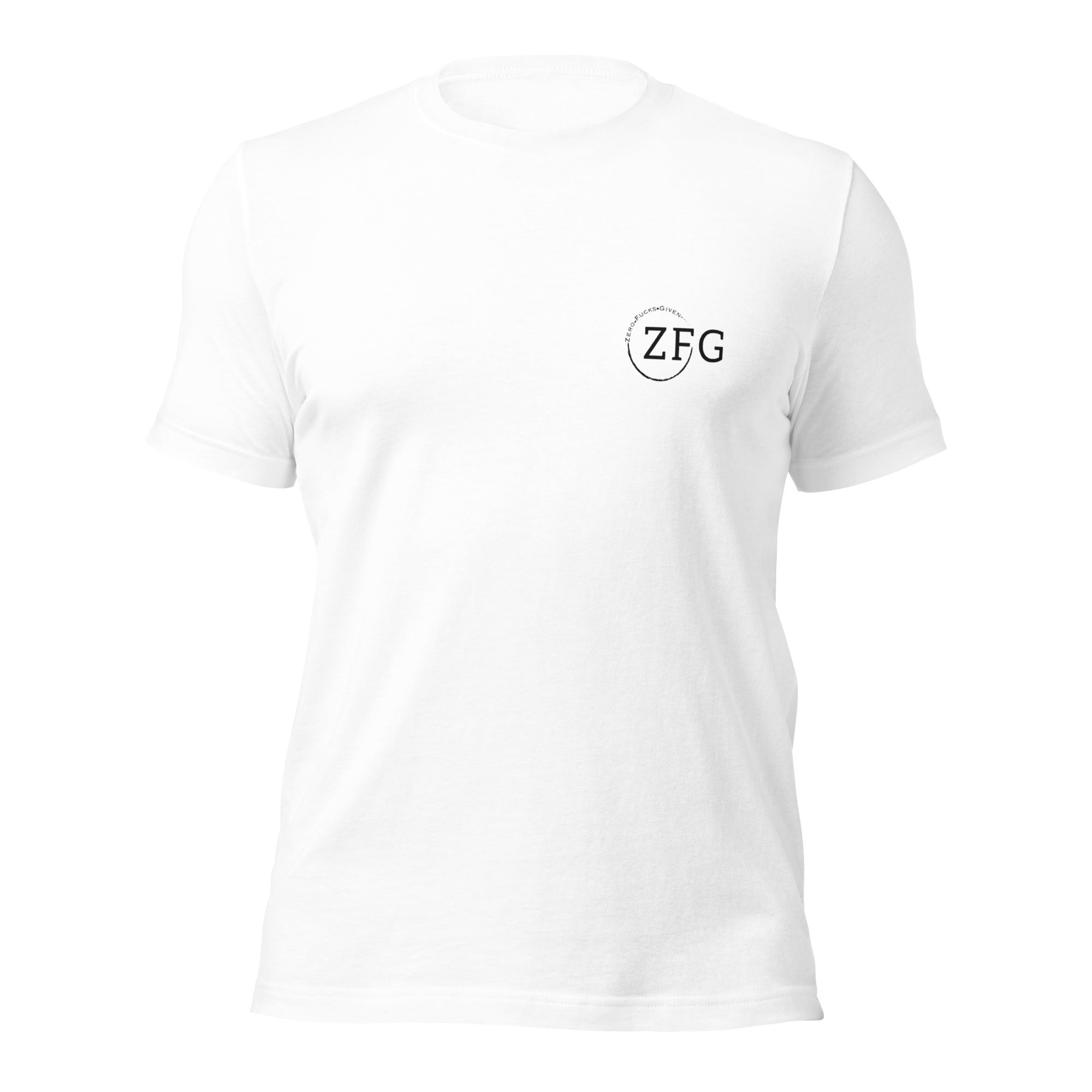 Zero Fucks Given Bold Logo (back) with Zhad Unisex T